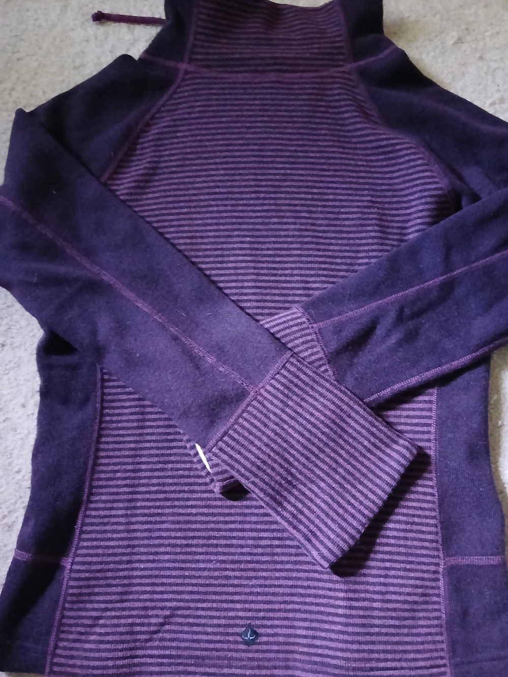 Women’s Purple Funnel-Neck Sweater with Contrast Stitching - Picture 7 of 8
